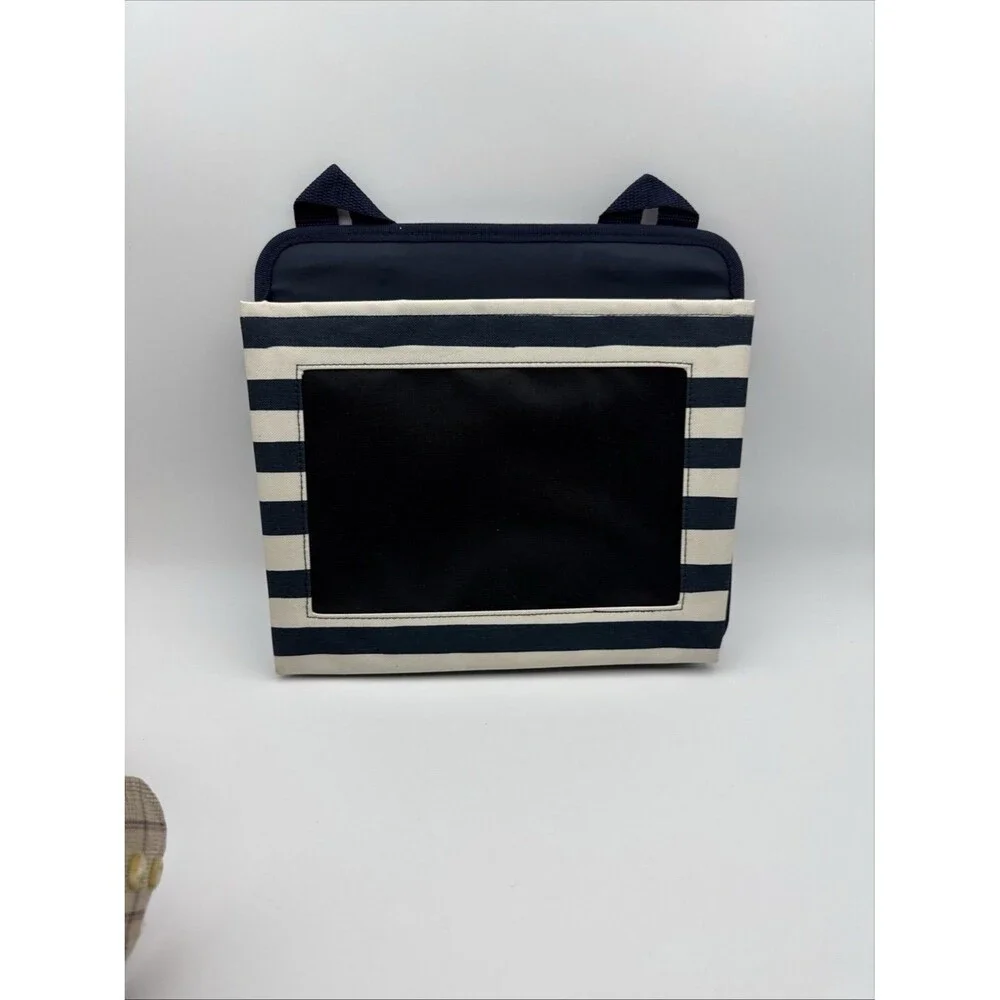 Thirty-One Oh-Snap Pockets Organizer Blue Striped Nautical Hang Bag chalk Front
